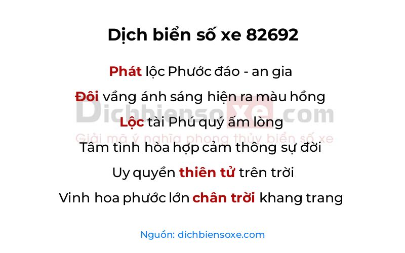 Dịch thơ biển số 82692
