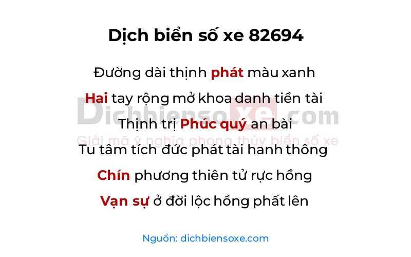 Dịch thơ biển số 82694