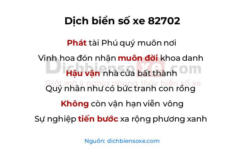 Dịch thơ biển số 82702