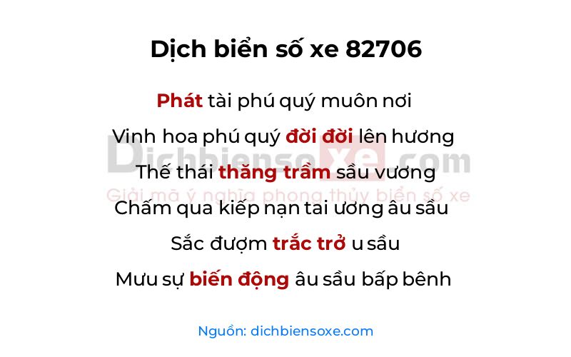 Dịch thơ biển số 82706