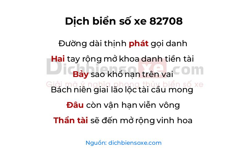 Dịch thơ biển số 82708