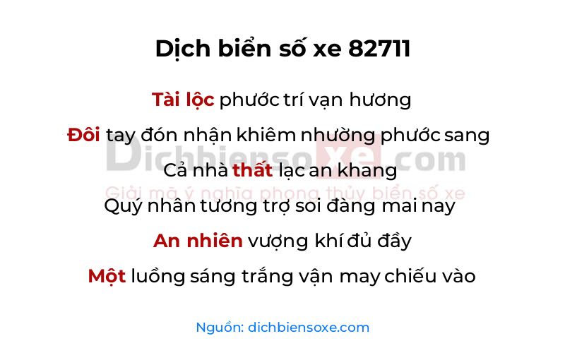 Dịch thơ biển số 82711