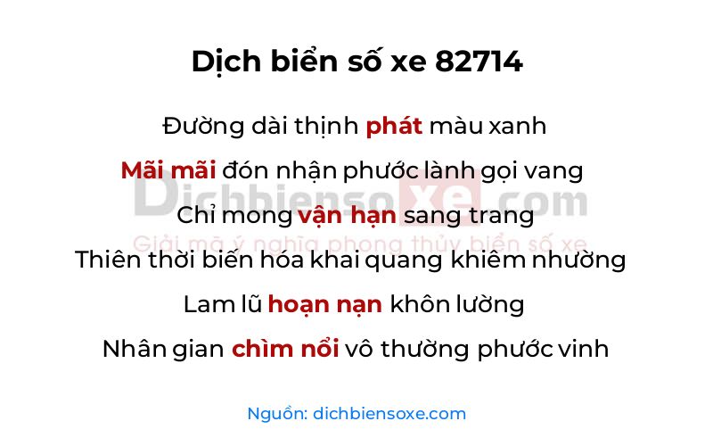 Dịch thơ biển số 82714