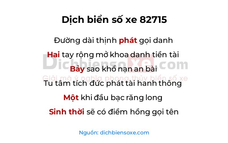 Dịch thơ biển số 82715