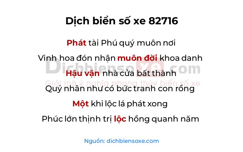 Dịch thơ biển số 82716