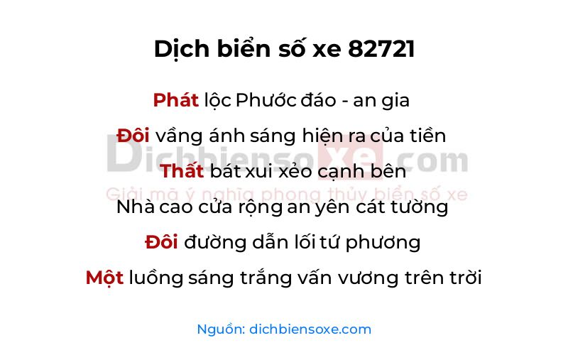 Dịch thơ biển số 82721