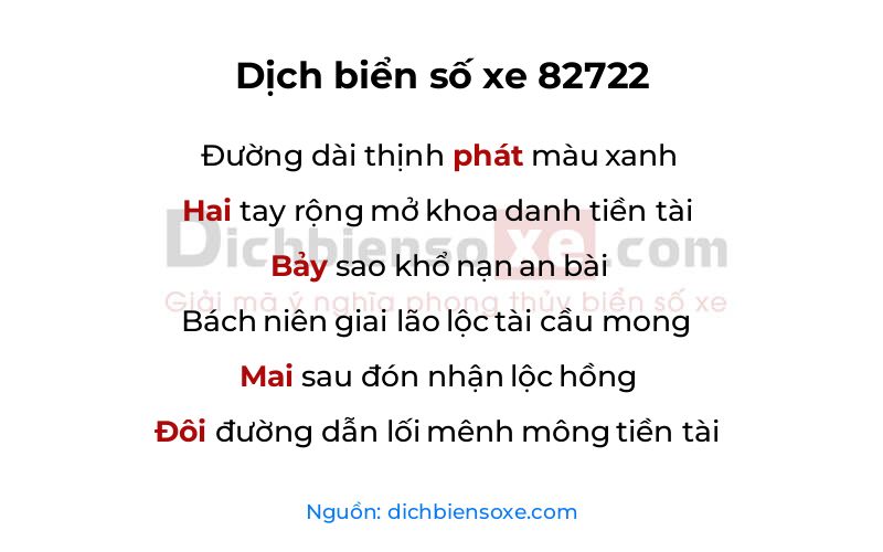 Dịch thơ biển số 82722
