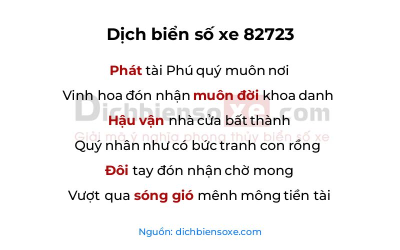 Dịch thơ biển số 82723