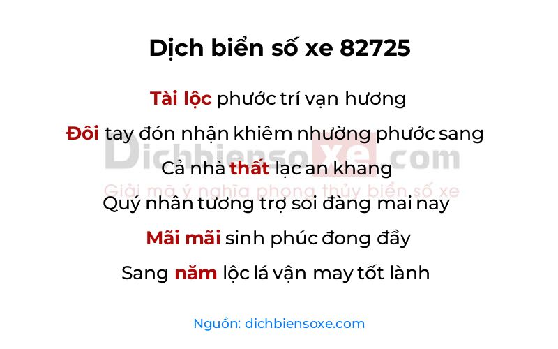Dịch thơ biển số 82725