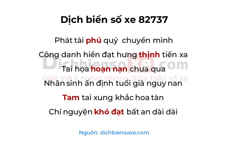 Dịch thơ biển số 82737