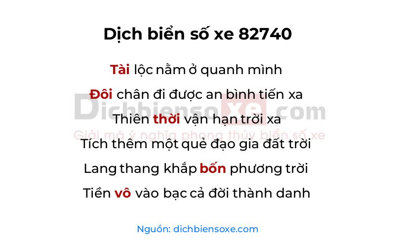 Dịch thơ biển số 82740