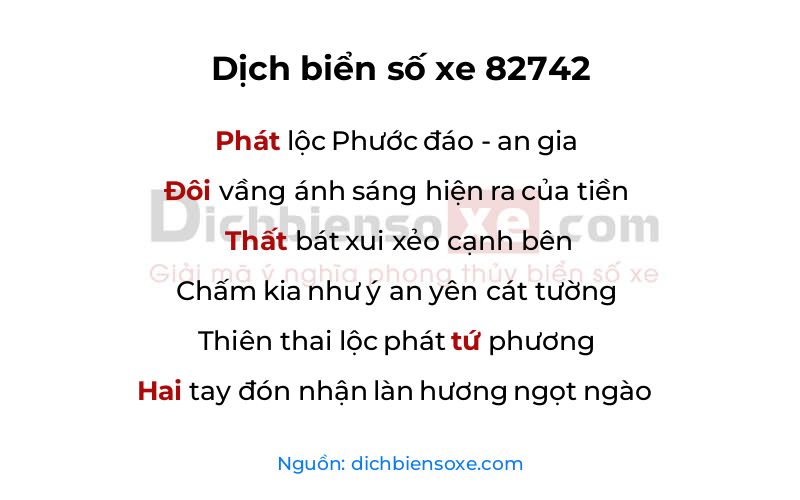 Dịch thơ biển số 82742