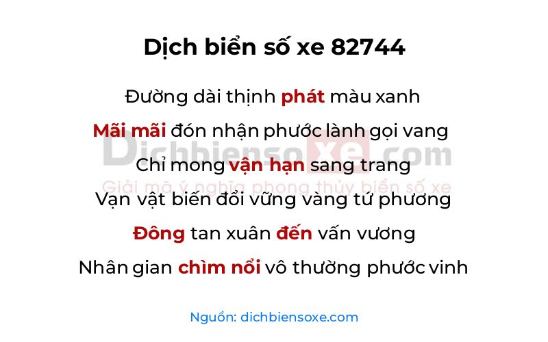 Dịch thơ biển số 82744