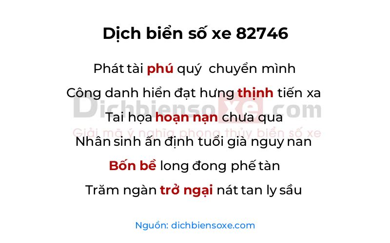 Dịch thơ biển số 82746