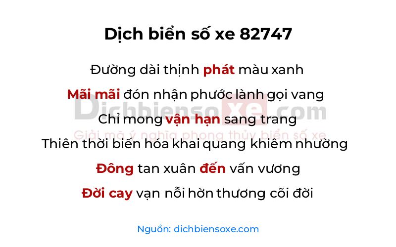 Dịch thơ biển số 82747