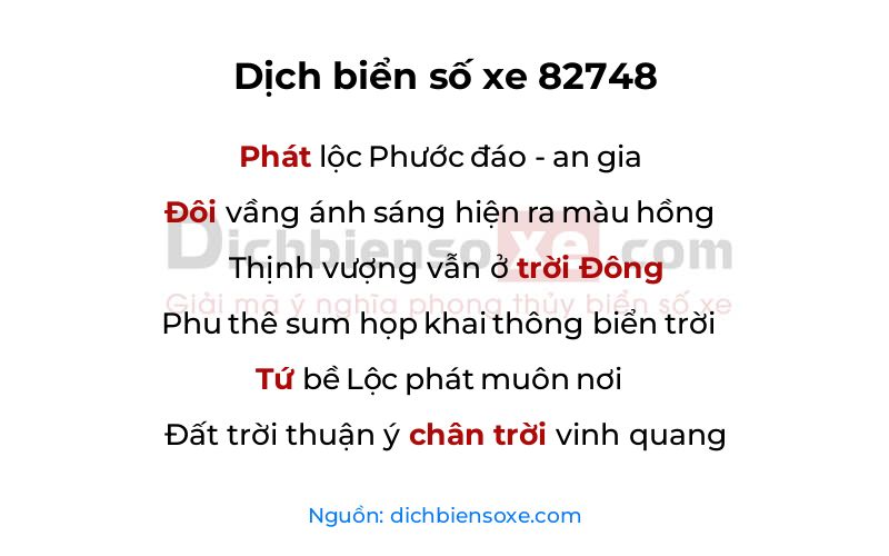 Dịch thơ biển số 82748