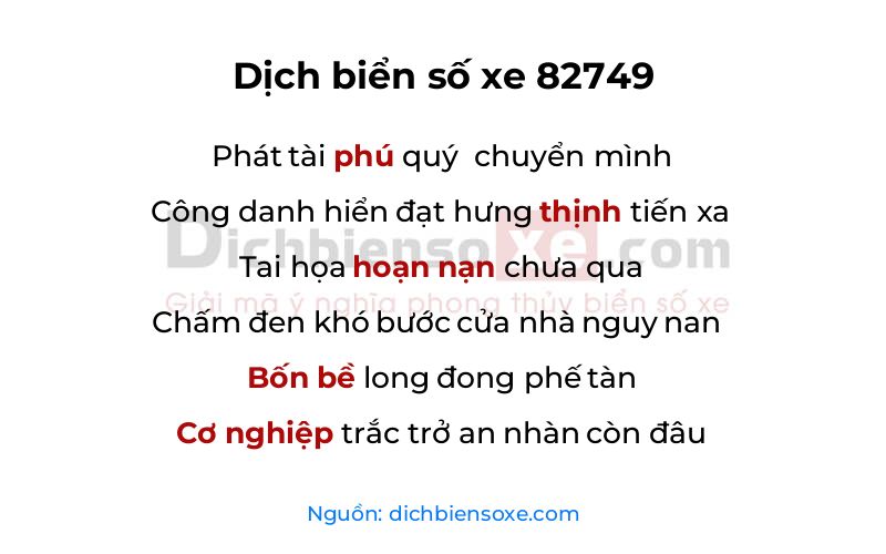 Dịch thơ biển số 82749