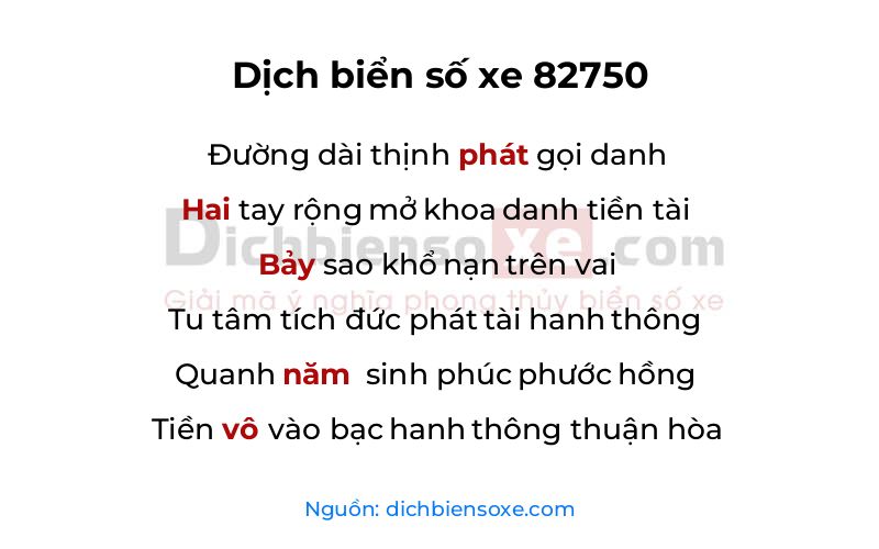 Dịch thơ biển số 82750