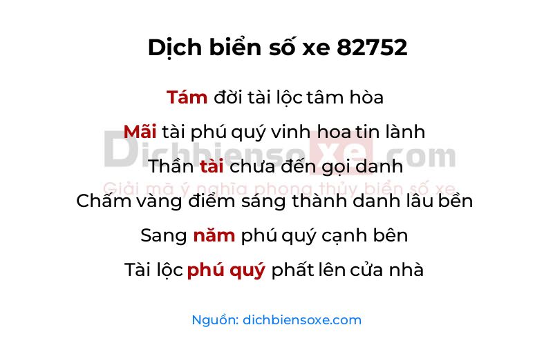 Dịch thơ biển số 82752