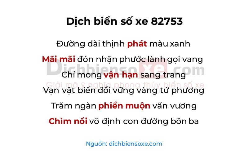 Dịch thơ biển số 82753