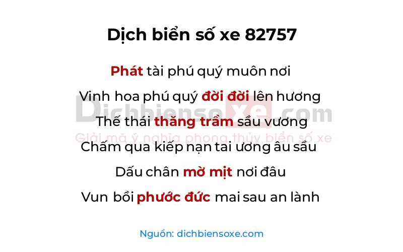 Dịch thơ biển số 82757