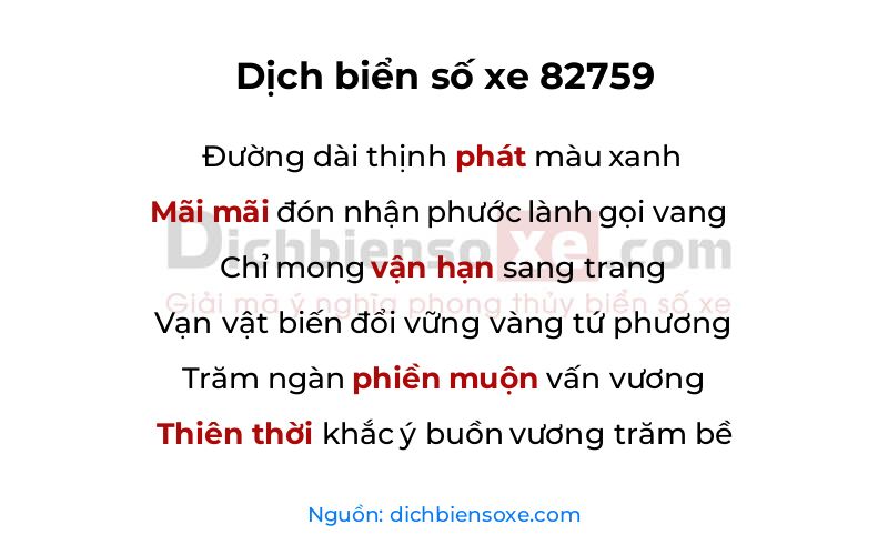 Dịch thơ biển số 82759