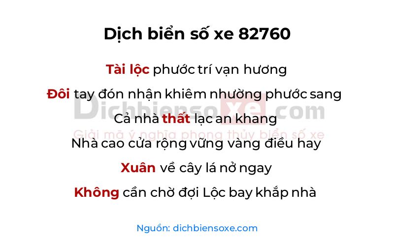 Dịch thơ biển số 82760