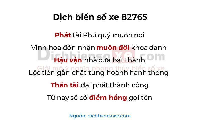 Dịch thơ biển số 82765