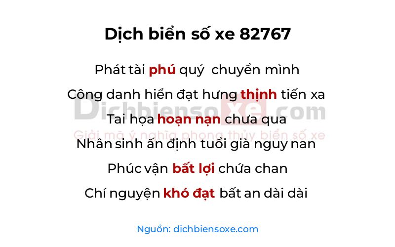 Dịch thơ biển số 82767