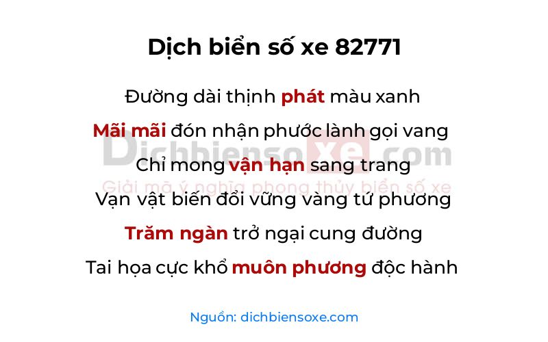 Dịch thơ biển số 82771