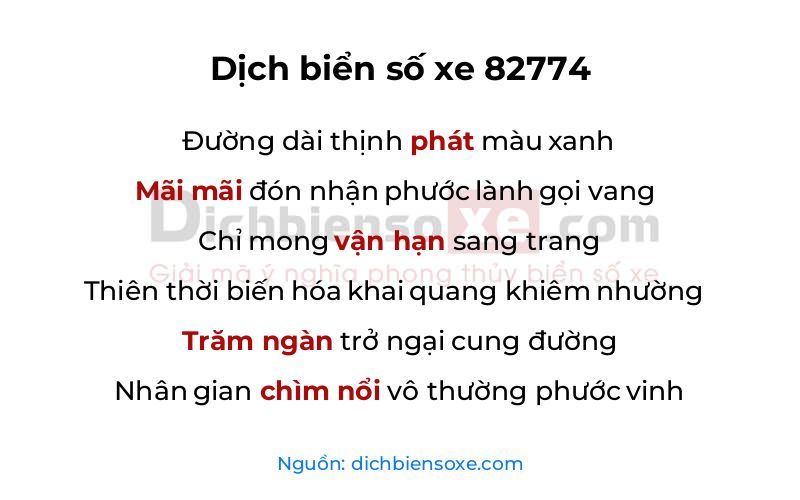 Dịch thơ biển số 82774