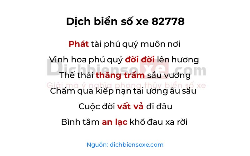 Dịch thơ biển số 82778