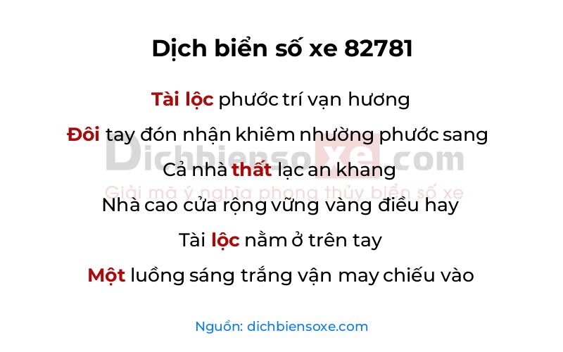 Dịch thơ biển số 82781