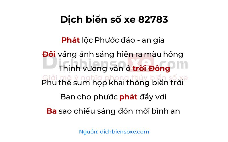 Dịch thơ biển số 82783