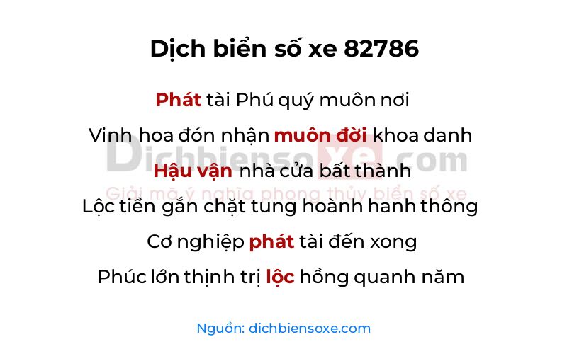 Dịch thơ biển số 82786