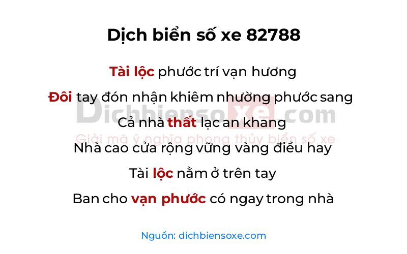 Dịch thơ biển số 82788