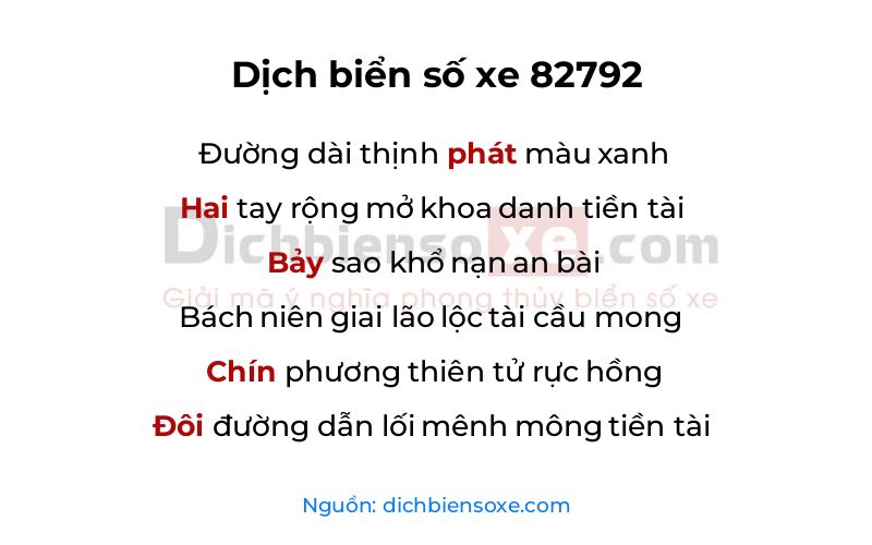 Dịch thơ biển số 82792