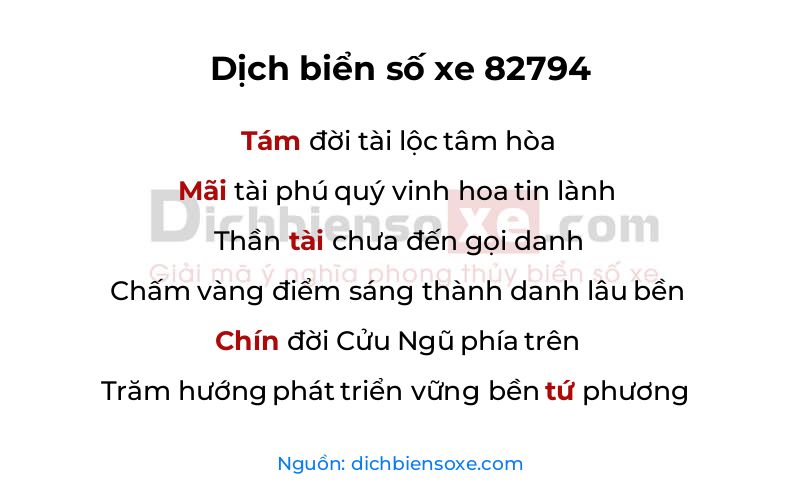 Dịch thơ biển số 82794