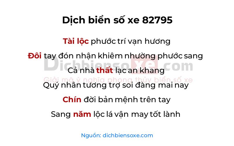 Dịch thơ biển số 82795