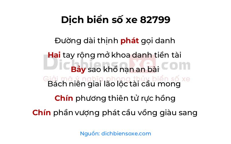 Dịch thơ biển số 82799