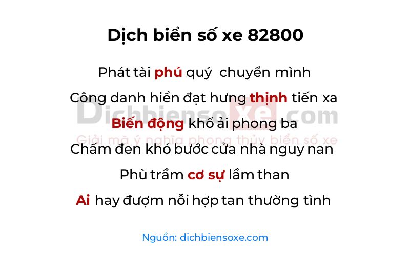 Dịch thơ biển số 82800