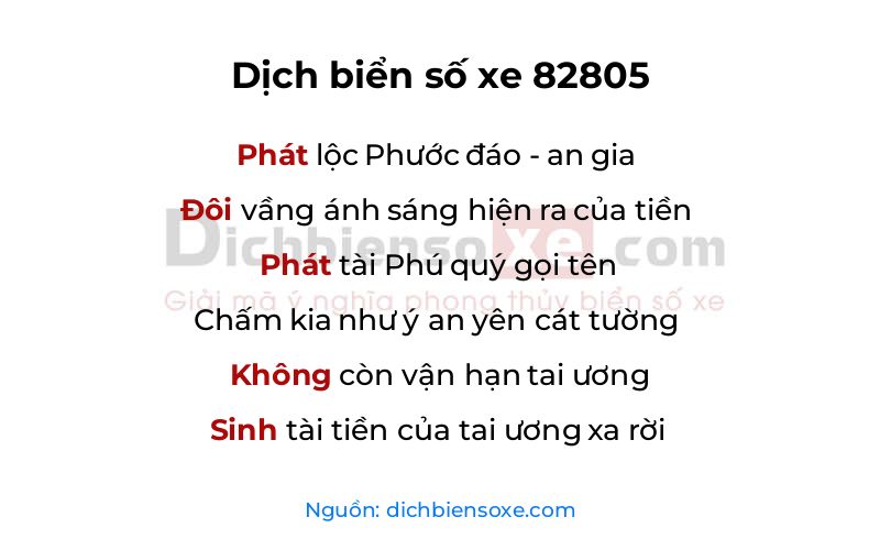 Dịch thơ biển số 82805