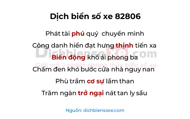 Dịch thơ biển số 82806