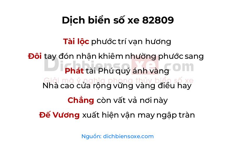 Dịch thơ biển số 82809