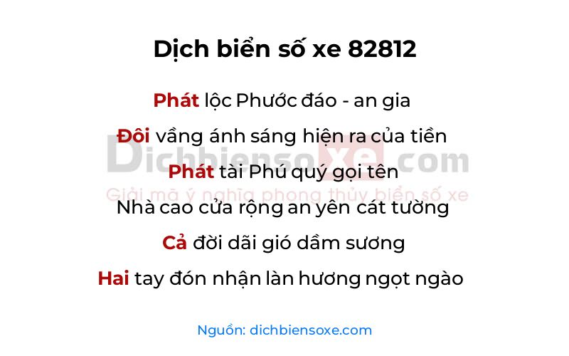 Dịch thơ biển số 82812