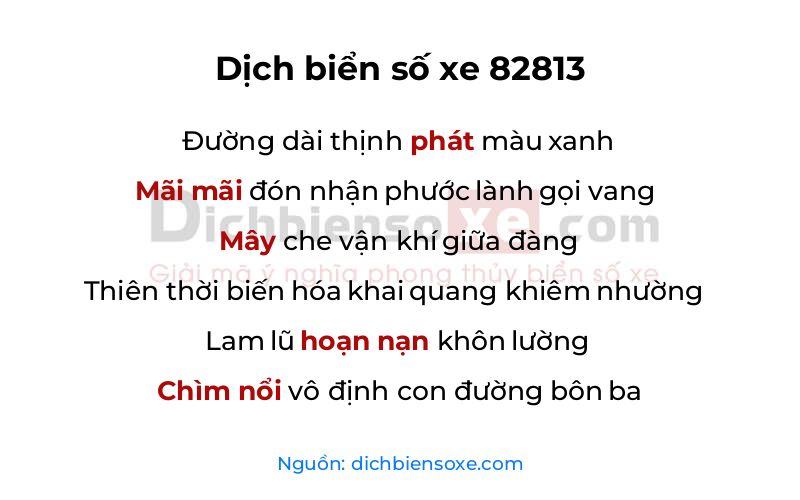 Dịch thơ biển số 82813