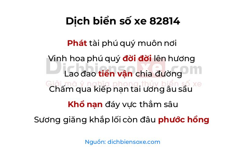 Dịch thơ biển số 82814