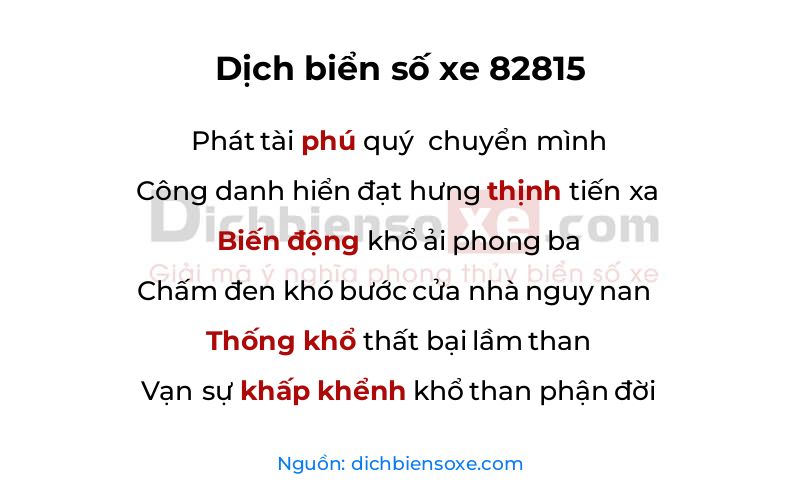 Dịch thơ biển số 82815