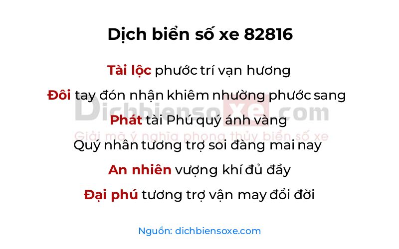 Dịch thơ biển số 82816