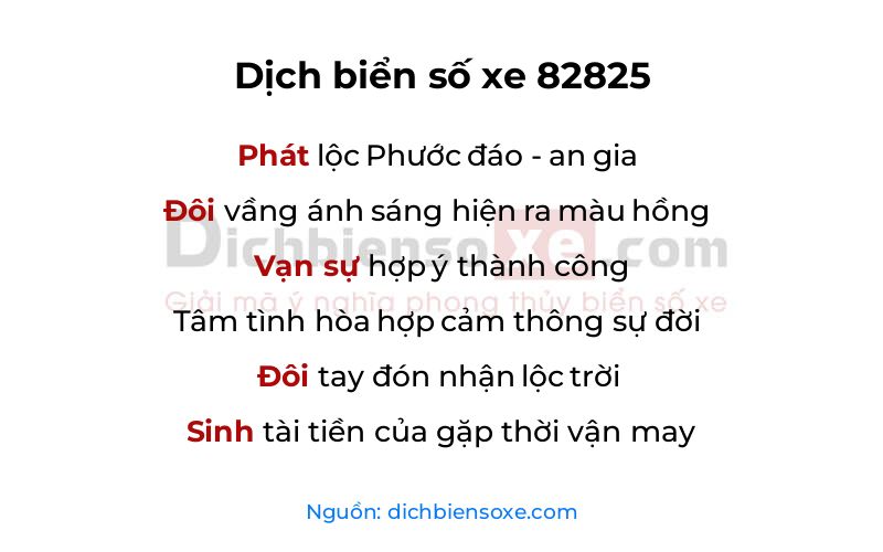 Dịch thơ biển số 82825